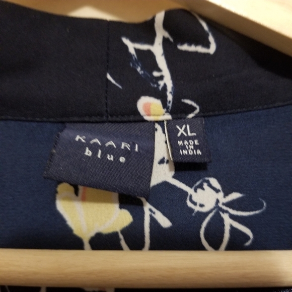 KAARI Blue Kimono Topper XL Navy blue open floral Open Asian Swim Cover - Picture 6 of 9